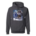 thumbnail image 1 of Wolves and the Moon in the Winter Night | Mens Animal Lover Hooded Sweatshirt Graphic Hoodie, Charcoal, 3XL, 1 of 3