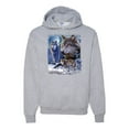 thumbnail image 1 of Wolves and the Moon in the Winter Night | Mens Animal Lover Hooded Sweatshirt Graphic Hoodie, Heather Grey, 3XL, 1 of 3