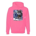 thumbnail image 1 of Wolves and the Moon in the Winter Night | Mens Animal Lover Hooded Sweatshirt Graphic Hoodie, Neon Pink, 3XL, 1 of 3