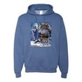 thumbnail image 1 of Wolves and the Moon in the Winter Night | Mens Animal Lover Hooded Sweatshirt Graphic Hoodie, Vintage Heather Blue, 3XL, 1 of 3