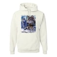 thumbnail image 1 of Wolves and the Moon in the Winter Night | Mens Animal Lover Hooded Sweatshirt Graphic Hoodie, White, 2XL, 1 of 3
