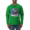 thumbnail image 1 of Wolves and the Moon in the Winter Night | Mens Animal Lover Long Sleeve T-Shirt, Kelly, X-Large, 1 of 3