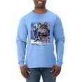 thumbnail image 1 of Wolves and the Moon in the Winter Night | Mens Animal Lover Long Sleeve T-Shirt, Light Blue, X-Large, 1 of 3