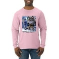 thumbnail image 1 of Wolves and the Moon in the Winter Night | Mens Animal Lover Long Sleeve T-Shirt, Light Pink, 2XL, 1 of 3