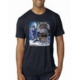 thumbnail image 1 of Wolves and the Moon in the Winter Night | Mens Animal Lover Premium Tri Blend T-Shirt, Vintage Navy, Small, 1 of 3