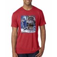 thumbnail image 1 of Wolves and the Moon in the Winter Night | Mens Animal Lover Premium Tri Blend T-Shirt, Vintage Red, 2XL, 1 of 3