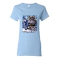thumbnail image 1 of Wolves and the Moon in the Winter Night | Womens Animal Lover Graphic T-Shirt, Light Blue, X-Large, 1 of 3