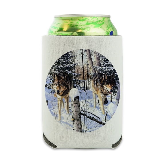 Wolves at Shadow Ridge Painting Can Cooler - Drink Sleeve Hugger Collapsible Insulator - Beverage Insulated Holder
