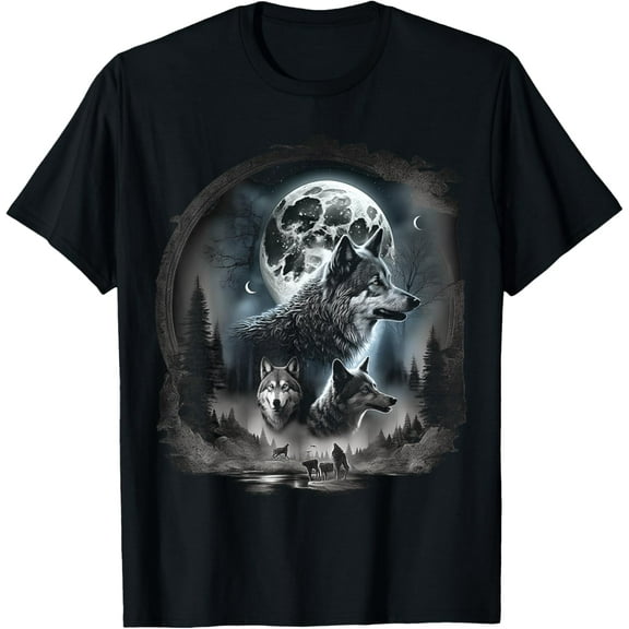 Wolves howling at moon wolf wild animal T-Shirt Tops Tee