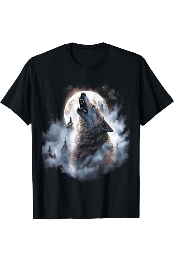 Wolves howling at moon wolf wild animal T-Shirt, Unisex T-Shirt