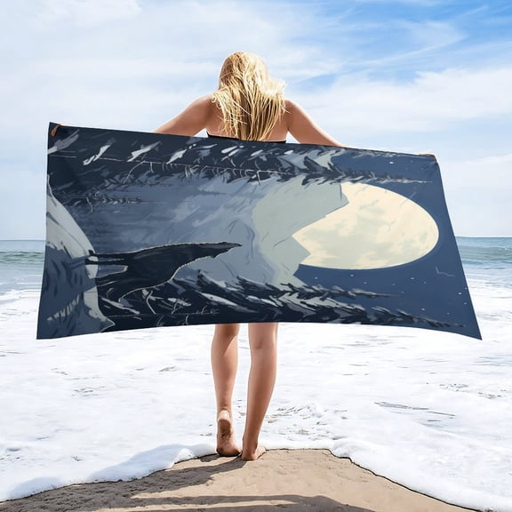 Wolves in The Moonlight Beach Towel – with A Unique Design, Extra Large,XL (32”x 63”) for Kids & Adults