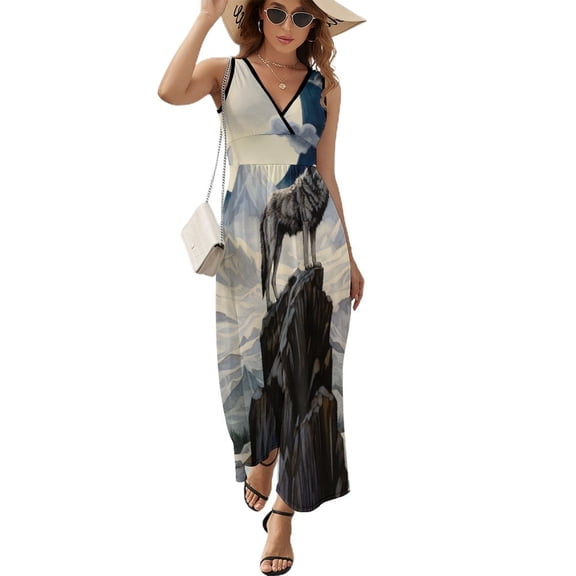 Wolves in The Moonlight Pattern Design Sleeveless Dress Summer Clothes for Women Women's Clothing 2025