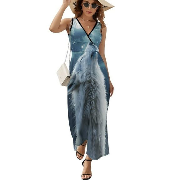 Wolves in The Moonlight Sleeveless Dress Female Clothing Dress Women Summer 2025 Dress