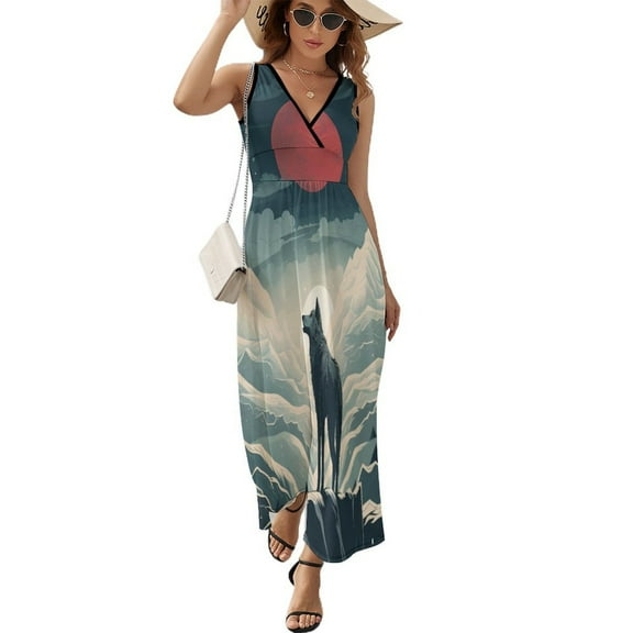 Wolves in The Moonlight Sleeveless Dress Female Clothing Dress Women Summer 2025 Dress