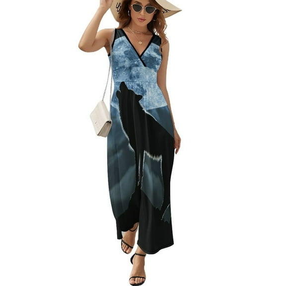 Wolves in The Moonlight Sleeveless Dress Female Clothing Dress Women Summer 2025 Dress
