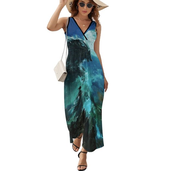 Wolves in The Moonlight Sleeveless Dress Female Clothing Dress Women Summer 2025 Dress
