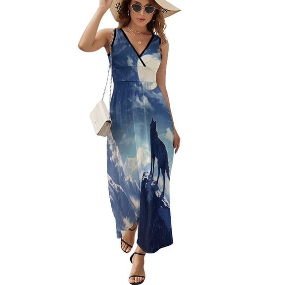 Wolves in The Moonlight Sleeveless Dress Woman Fashion Long Dresses Women's Summer Suit Dress 2025