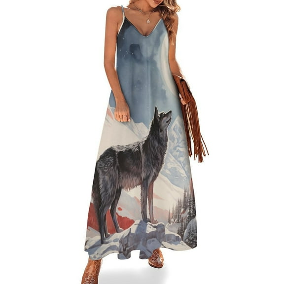 Wolves in The Moonlight Sleeveless Dress Woman Fashion Long Dresses Women's Summer Suit Dress Summer 2025 Women