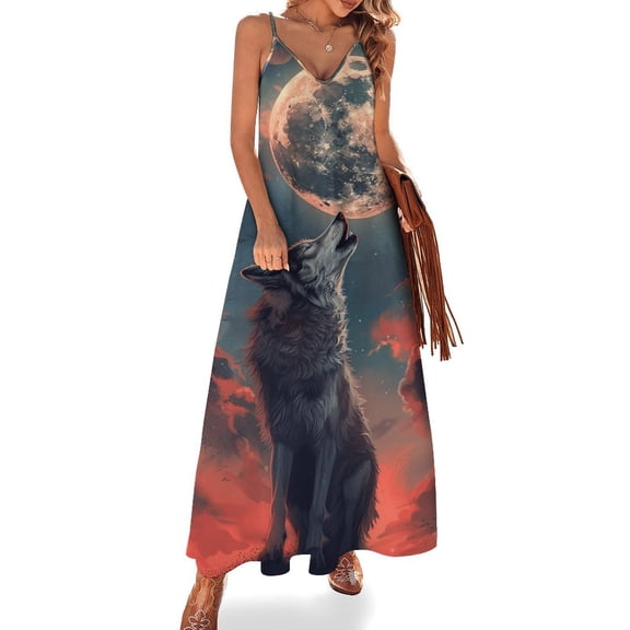 Wolves in The Moonlight Sleeveless Dress Woman Fashion Long Dresses Women's Summer Suit Dress Summer 2025 Women