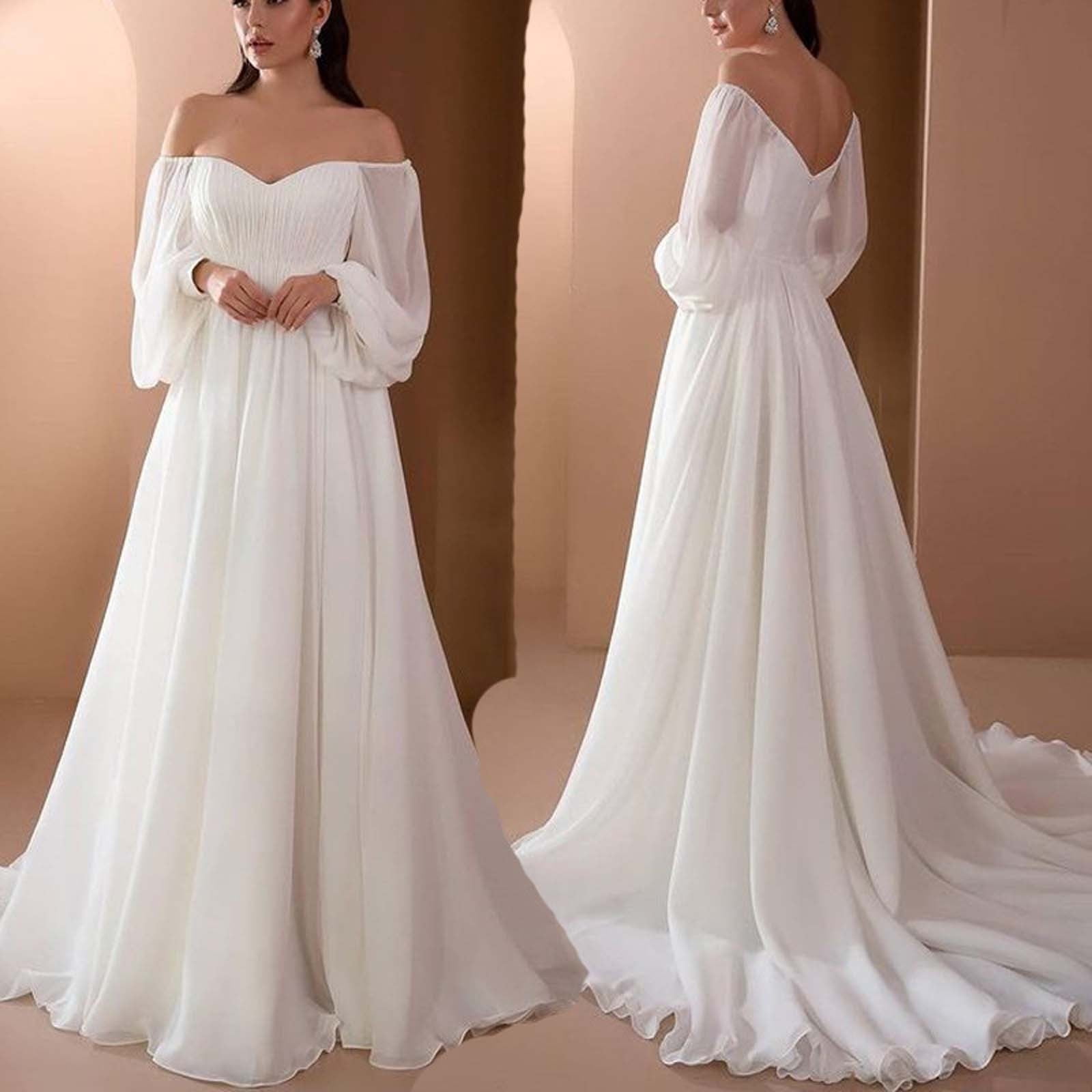 white floor length dress