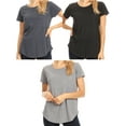 thumbnail image 1 of Woman 3 Pack Short Sleeve Casual Loose Fit Cotton T Shirt Top (Grey, Dark Gray, Heather)  1X (5401743 3086), 1 of 4