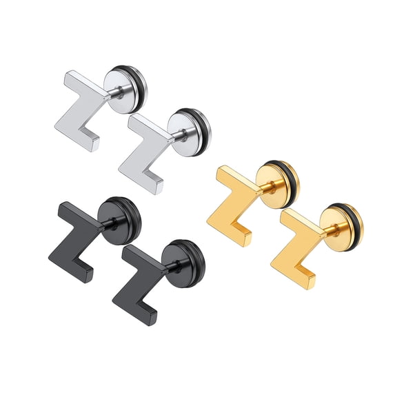 3 Pairs Women Initial Z Stud Earrings Stainless Steel Letter Earrings Birthday Valentines Day Jewelry Gifts for Her Girlfriend Wife