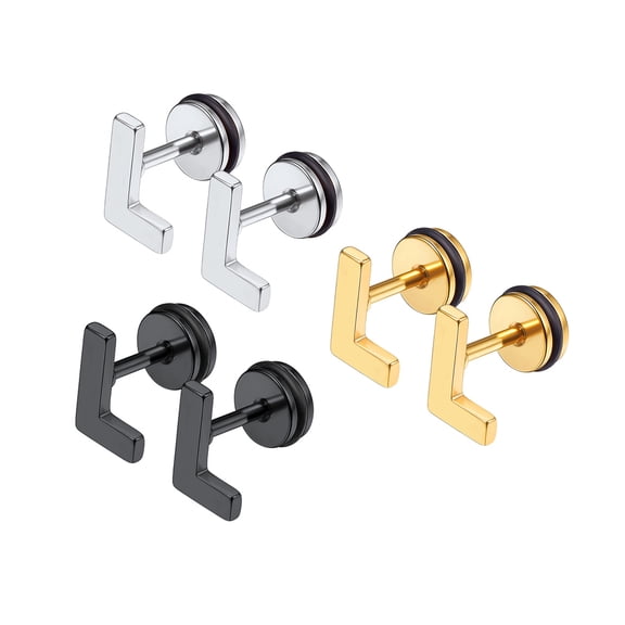 3 Pairs Women Initial L Stud Earrings Stainless Steel Letter Earrings Birthday Valentines Day Jewelry Gifts for Her Girlfriend Wife