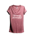 thumbnail image 1 of Woman Almighty Women's Fashion Relaxed V-Neck T-Shirt Tee Heather Rouge Large, 1 of 3