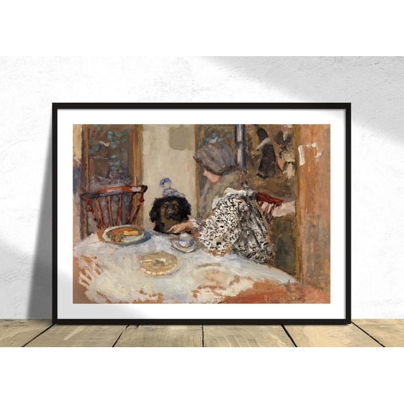 Woman And Dog At Table Pierre Bonnard Family French Illustration Impressionism Art Woman Decoration Unframed Paper Print