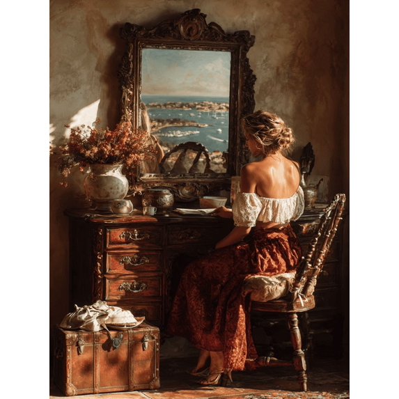 Woman At Dresser Realism Canvas Classic Traditional Interior Wall Decor