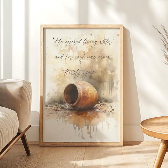 Woman At The Well Scripture Modern Bible Art, Unframed Paper Print Size 8x12