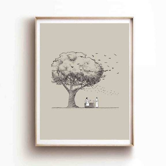Woman At Well Samaritan Bible Scene Wall Art Home Decor Unframed Paper Print