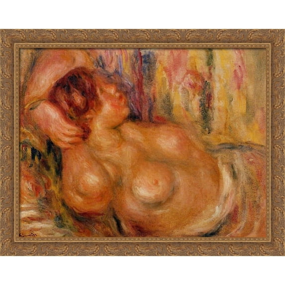 Woman At the Chest 34x28 Large Gold Ornate Wood Framed Canvas Art by Pierre Auguste Renoir