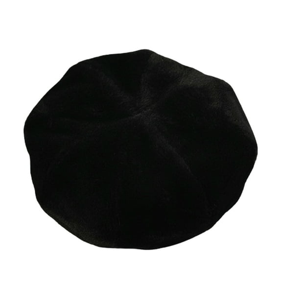 Woman Autumn Winter Warm Solid Color All-Match Berets Beanie Cap Faux fur Hat
