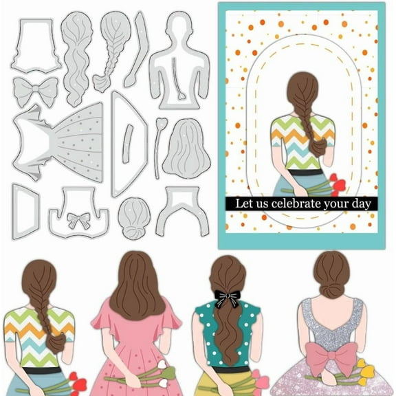 Woman Back Metal Die Cuts Dress Skirt Cutting Dies Cut Stencils Template for DIY Scrapbooking Photo Album Decorative Embossing Dies