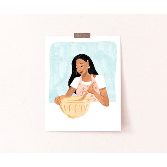 Woman Baking Art Print, Kitchen Decor (8x10 Matte Paper) Poster Art Print Home Decor, Unframed Canvas Size 8x12 F03.1.20l501