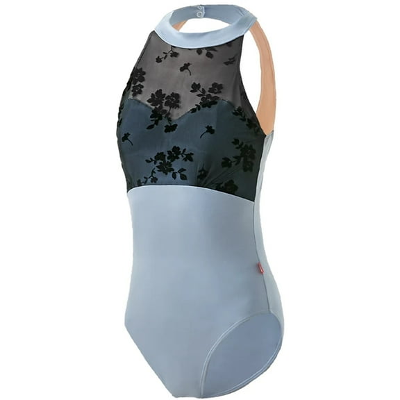 Woman Ballet Dance Leotards Sleeveless Splice Stand Collar Gymnastic Leotards Ballet Bodysuit Dance Costume
