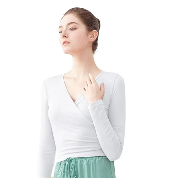 Woman Ballet Jacket Dance Top Wrap Knitted V Neck Long Sleeve Dance Shirt Ballet Tops Training Tops Dance Costumes