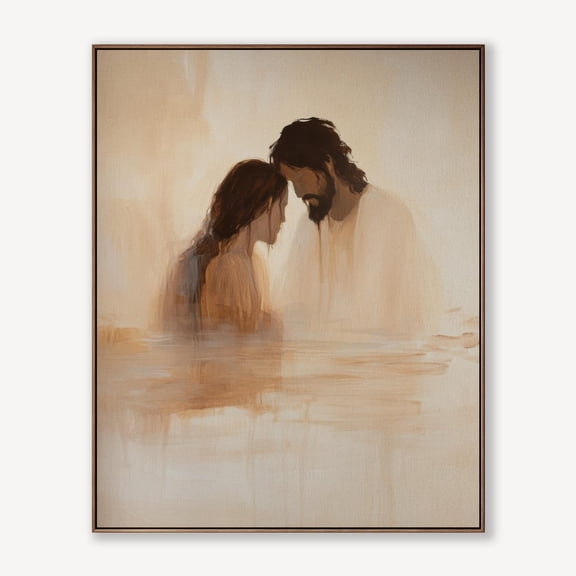 Woman Baptism Believers Religious Wall Art Poster, Unframed Canvas 24x36in