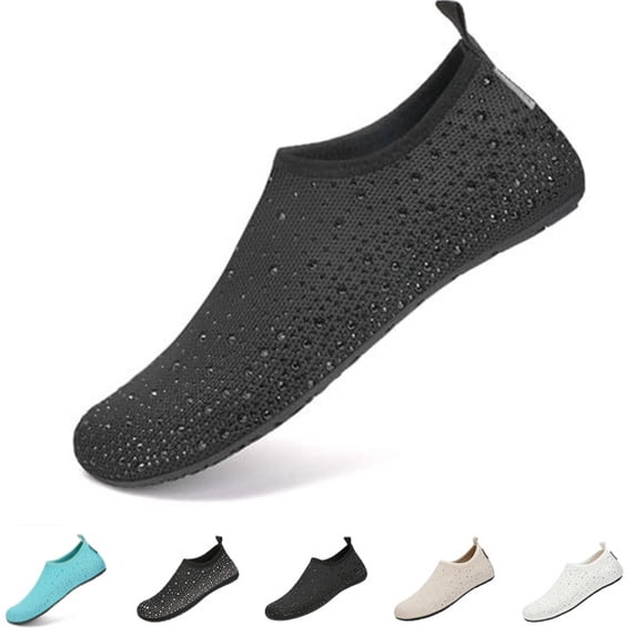 Woman Barefoot Water Shoes Travel House Slippers for Indoor and Outdoor Aqua Socks for Beach Swim Surf Yoga Dancing Camping Must Haves,Black,40