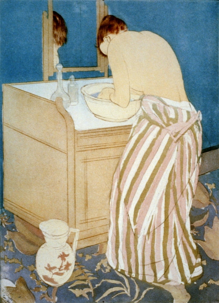 Woman Bathing 1891 Canvas Art - Mary Cassatt (18 x 24)