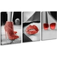thumbnail image 1 of Woman Bedroom Decor Wall Art, Red Lips Fashion High Heels and Sunglasses Pictures on Canvas, Modern Sexy Artwork Painting for Black and White Bathroom 12x16 Set of 3, 1 of 6