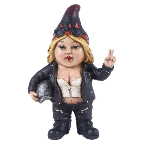 Woman Biker Gnome with Helmet - Gnomad Statue