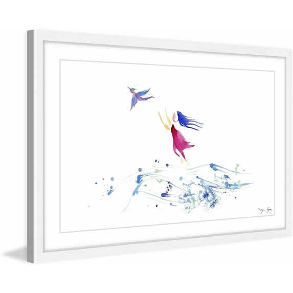 "Woman & Bird" Framed Painting Print