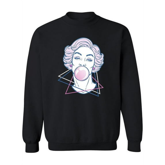 Woman Blowing Bubble Gum. Sweatshirt Women -Image by Shutterstock, Female 4X-Large
