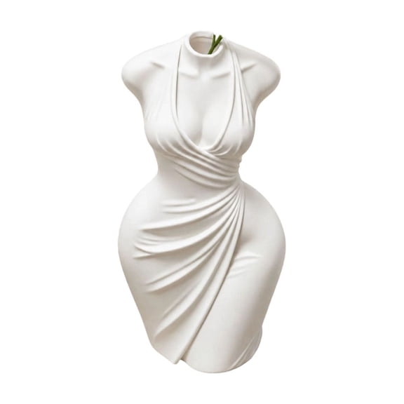 Woman Body Vase Female Bust Flower Vase, Modern Art Sculpture Tabletop Decor (White)