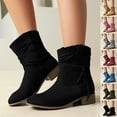 thumbnail image 1 of Woman Boots Chunky Low Heel Pointy Toe Ankle Booties Casual Outdoor Dressy Comfortable Winter Warm Shoes for Women Black 7.5, 1 of 9