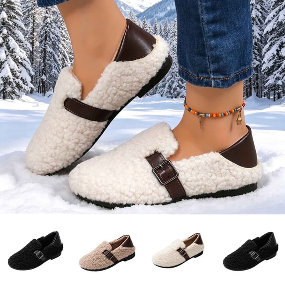 Woman Boots Thick Velvet Flat Heel Round Toe Comfortable Casual Booties Winter Trendy Fashion Shoes Solid Color Short Boots