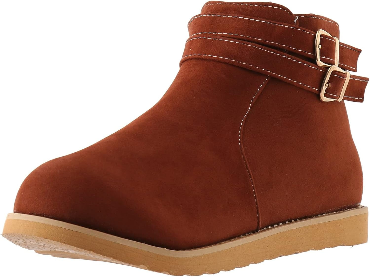Women's Ankle Cowboy Boots - Slouchy Suede Booties With Low Chunky Heel, Round Toe, Back Zipper, For Fall & Winter