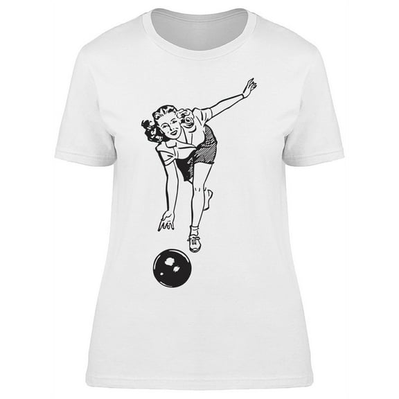 Woman Bowling Retro Clipart T-Shirt Women -Image by Shutterstock, Female Small
